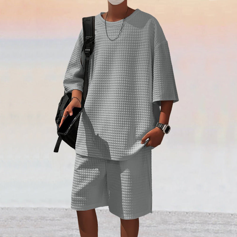 Men's Leisure Sport Set with Loose Fitting Top and Breathable Shorts Ivyshape