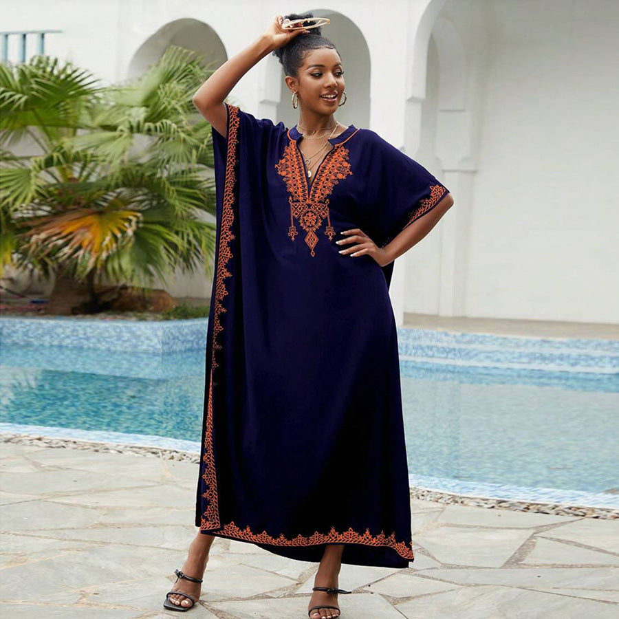 Women's elegant kaftan dress with intricate embellishments and side slit Ivyshape