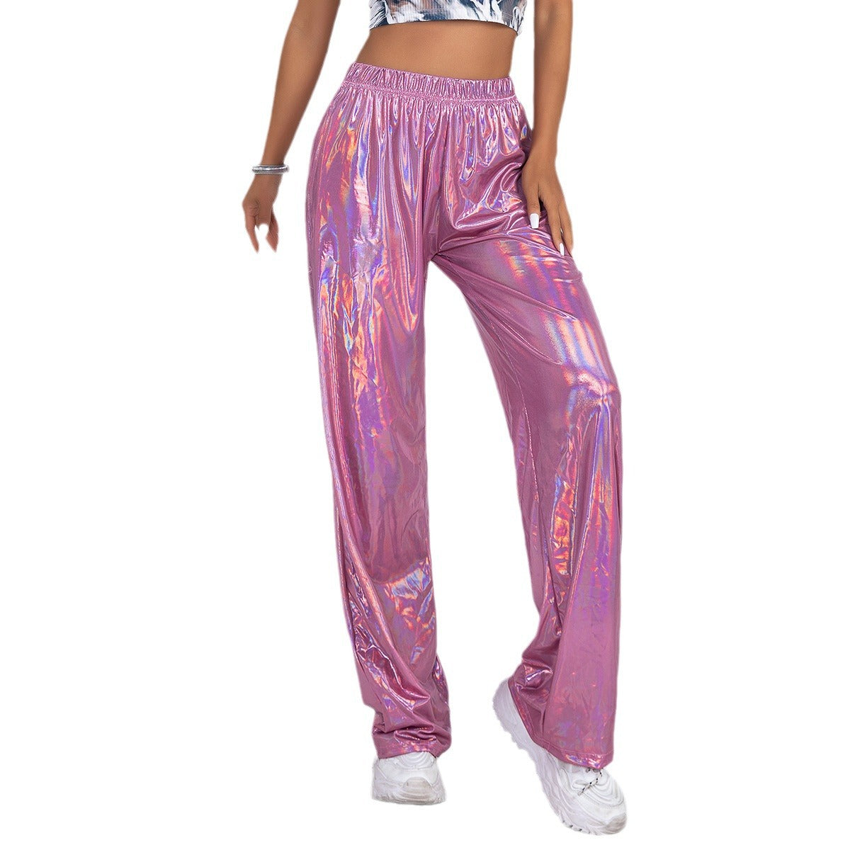 Women Glamorous Sports Pants in Shiny Design Ivyshape