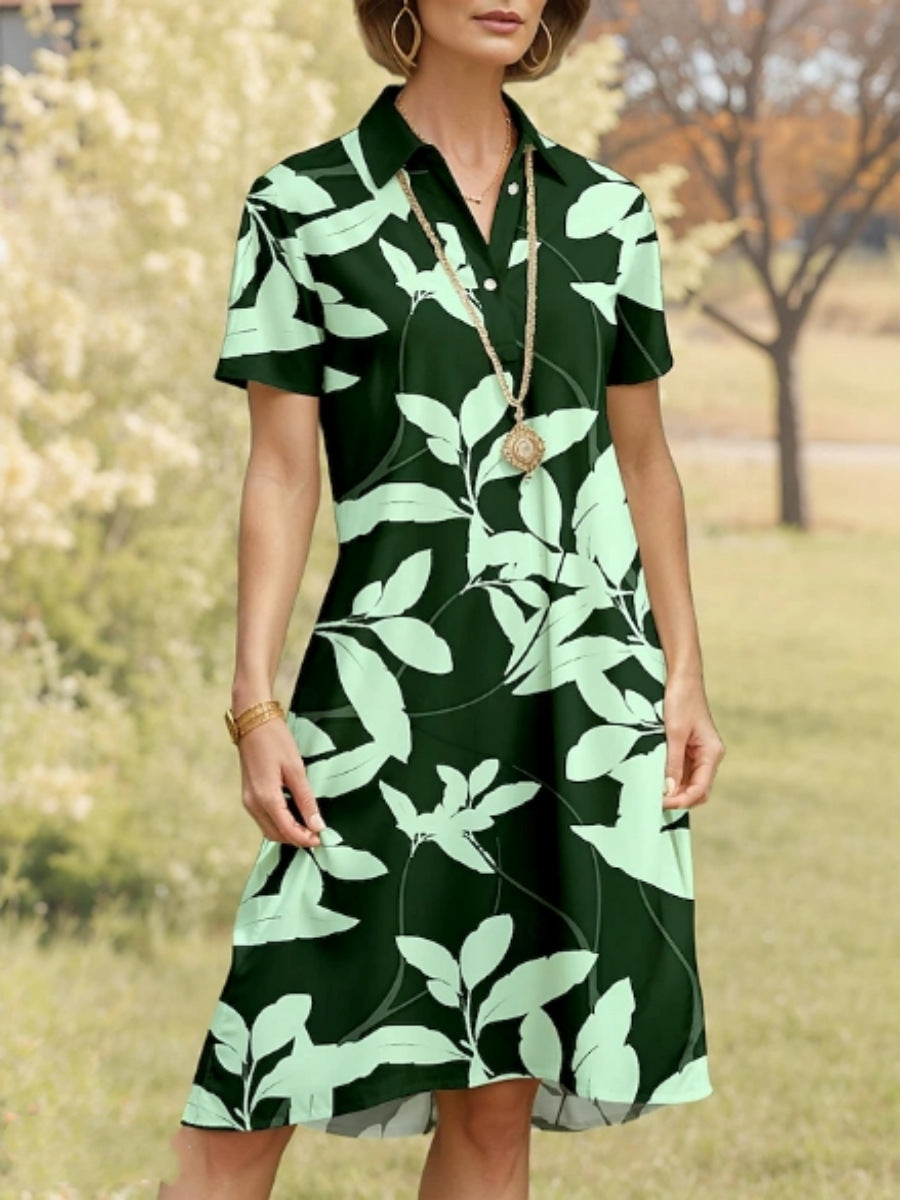 Ladies polo dress with floral design and comfortable cut Ivyshape