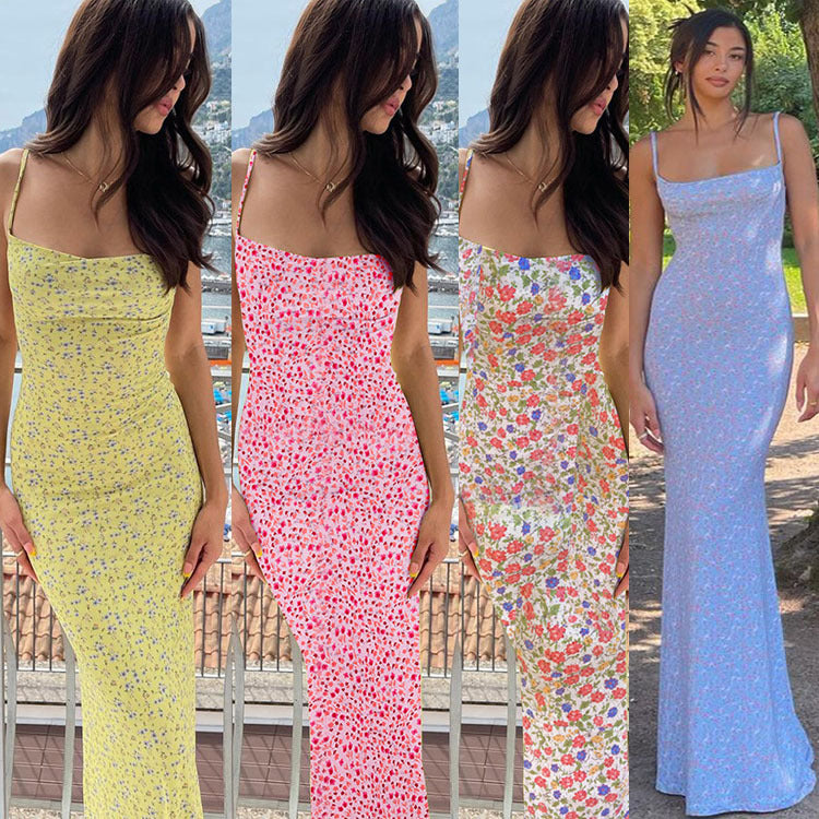 Women Floral Print Bodycon Maxi Dress Ivyshape
