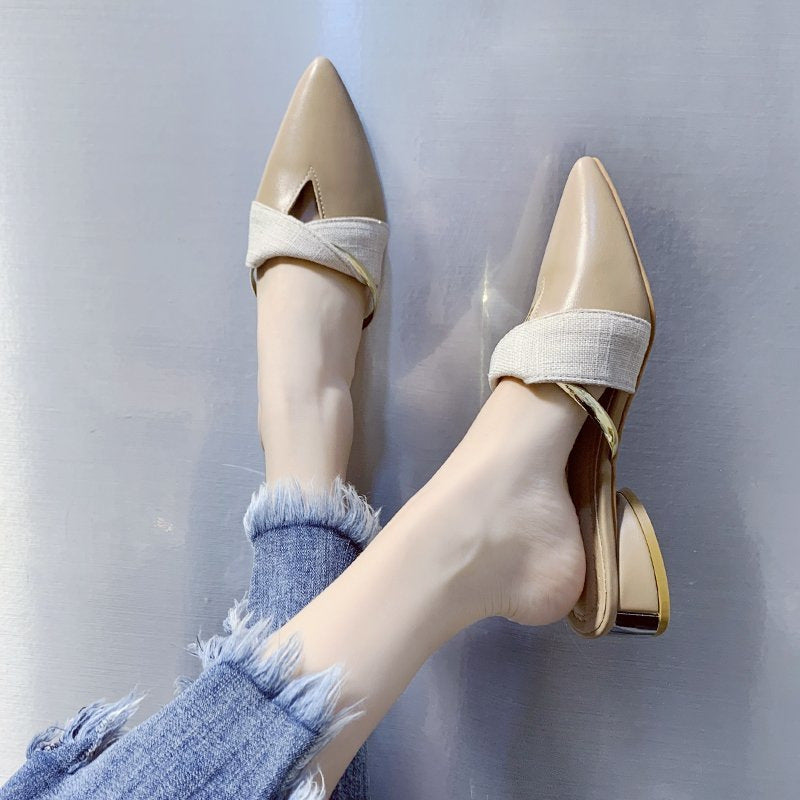 Women Slingback Pumps with elegant chain design and comfortable block heel Ivyshape