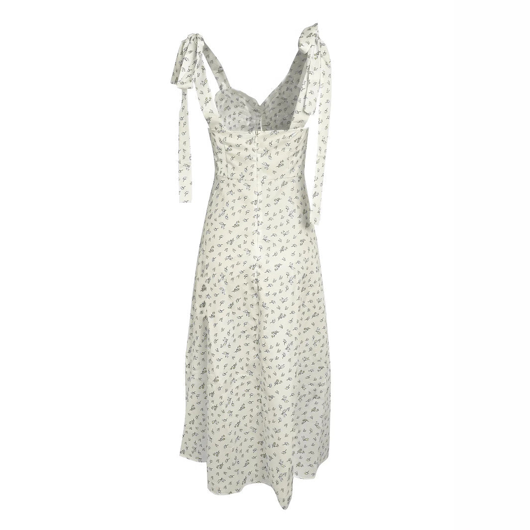 Women Elegant Summer Dress with delicate floral pattern and refined straps Ivyshape