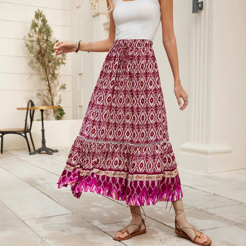 Women Bohemian Tiered Maxi Skirt Ivyshape