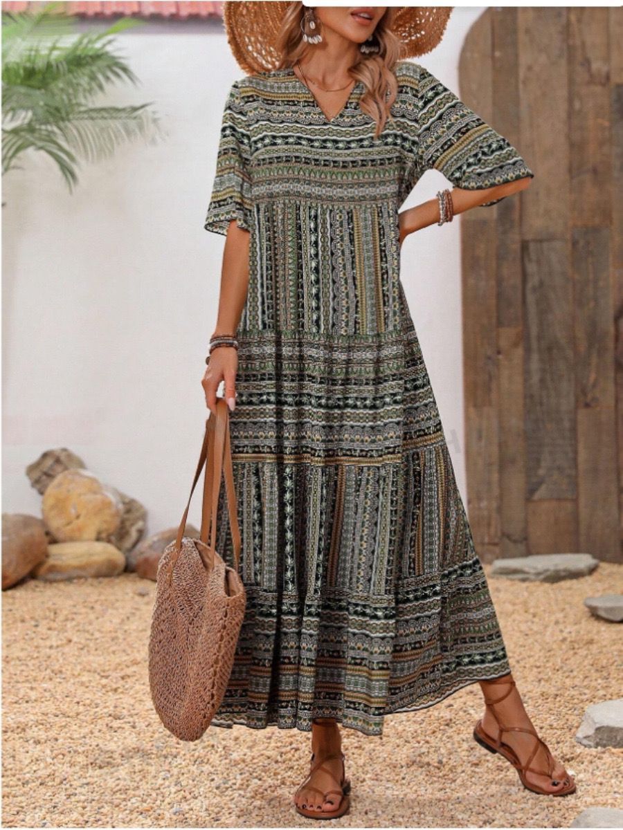 Women's summer dress in boho style with loose cut Ivyshape