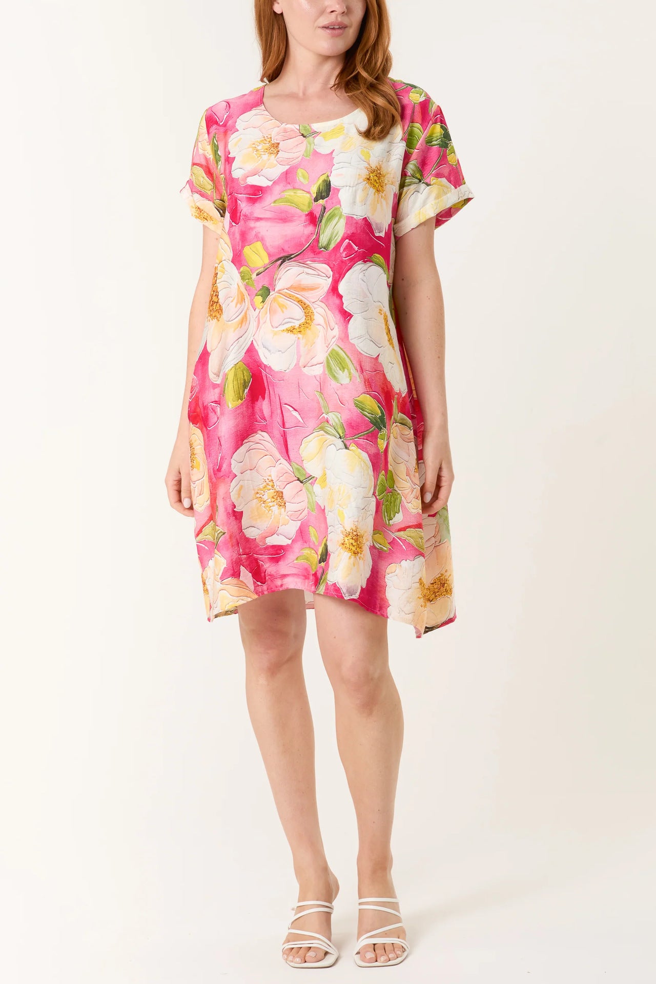 Women Floral Short Sleeve Shift Dress Ivyshape