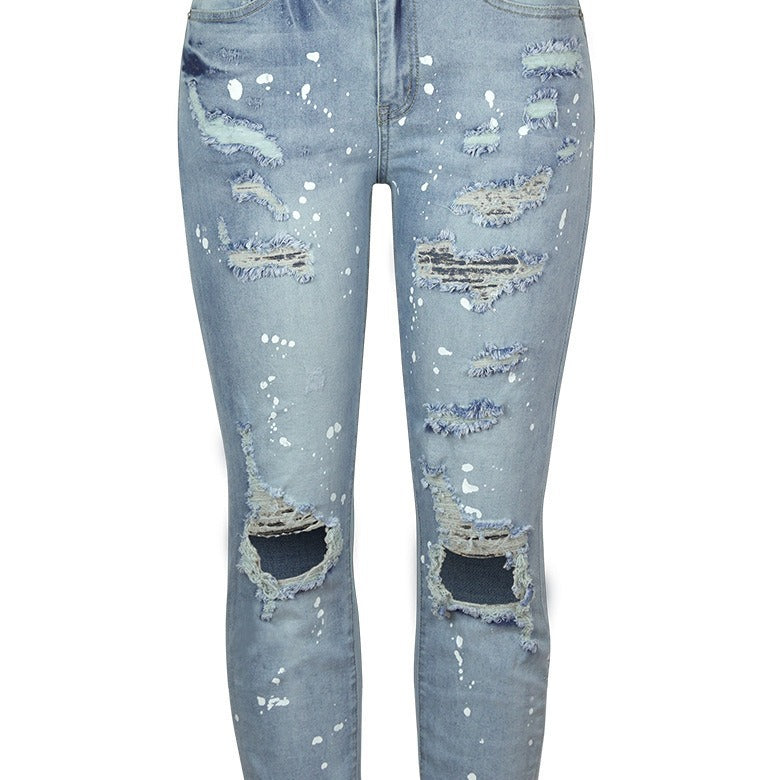 Women's Skinny Jeans with trendy Destroyed effect and High-Waist cut Ivyshape