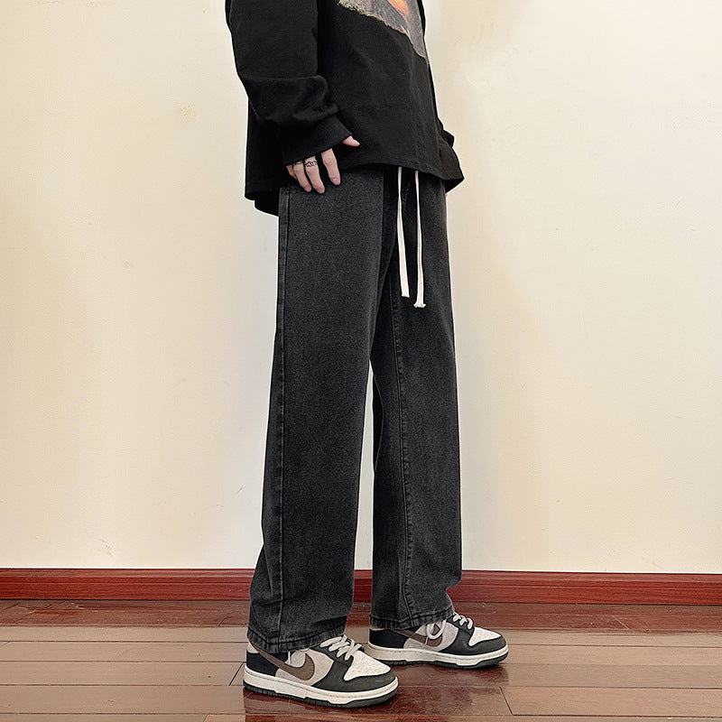 Men's loose cargo jeans with elastic waistband and practical pockets Ivyshape