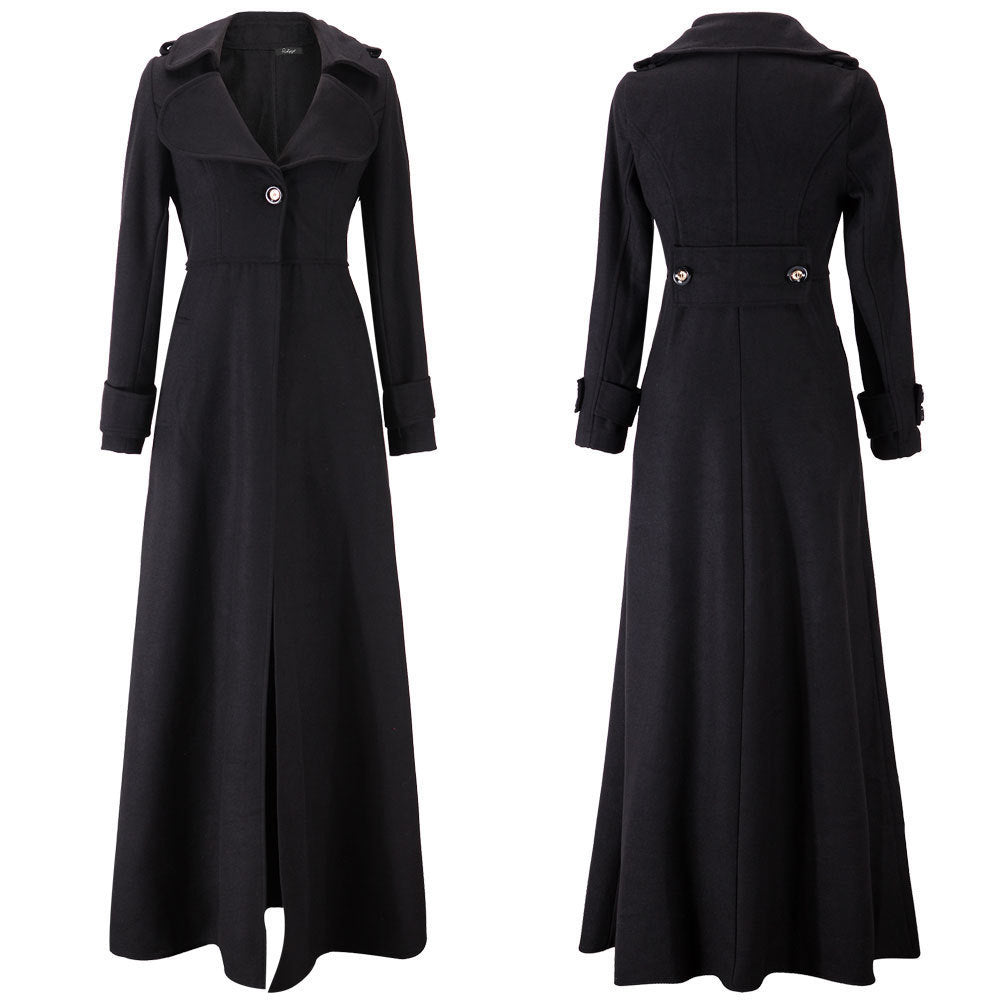 Women's elegant, long-cut trench coat with wide lapels Ivyshape