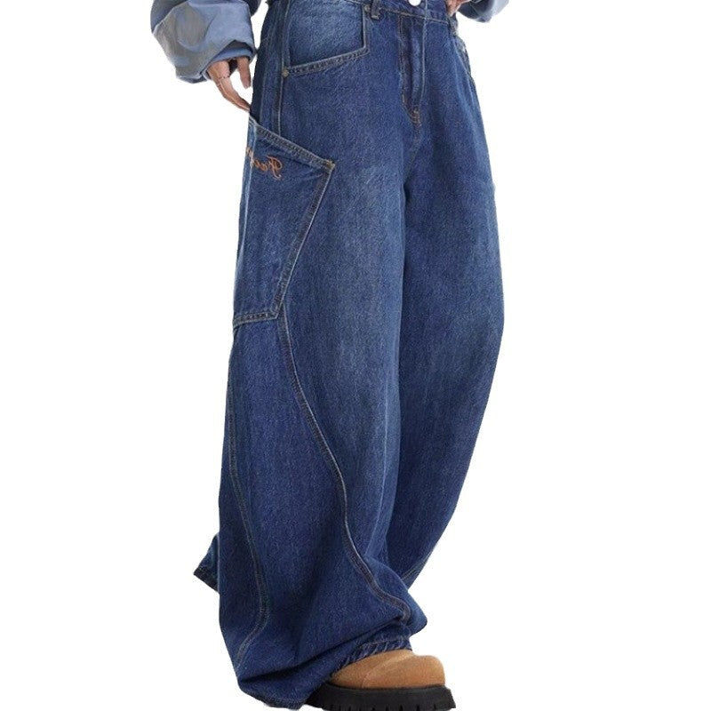 Ladies Baggy Jeans with wide cut and practical cargo pockets Ivyshape