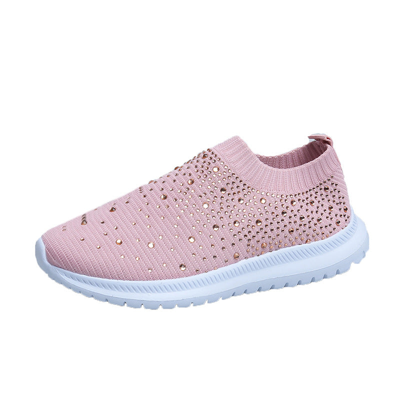 Ladies sneaker with glitter stones and elastic slip-on design Ivyshape