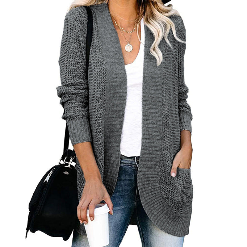 Women casual cardigan with pockets and open front Ivyshape