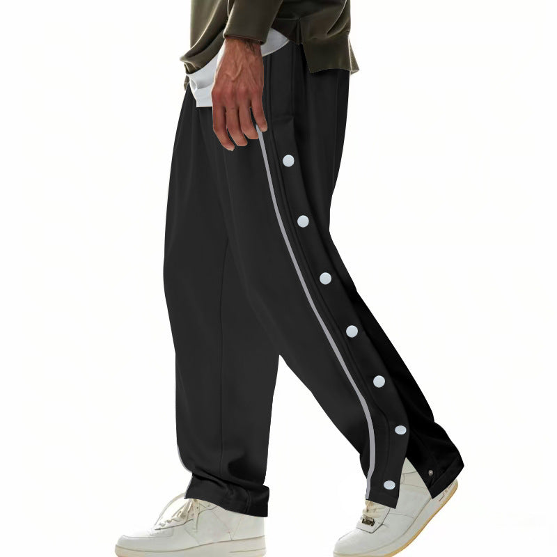 Men's casual sports pants with practical button placket and breathable material Ivyshape