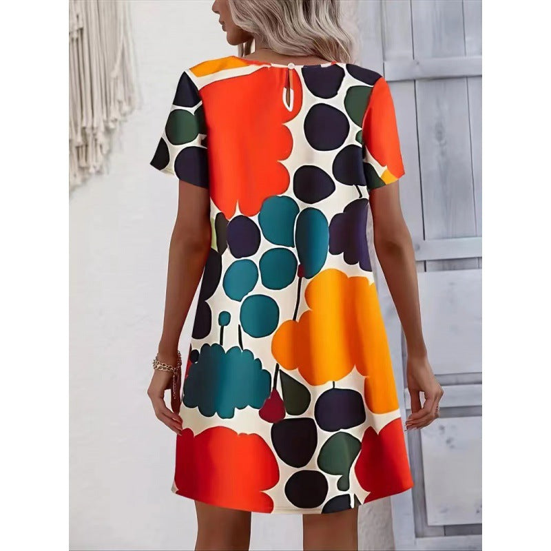 Women Artificial Printed Shift Dress Ivyshape