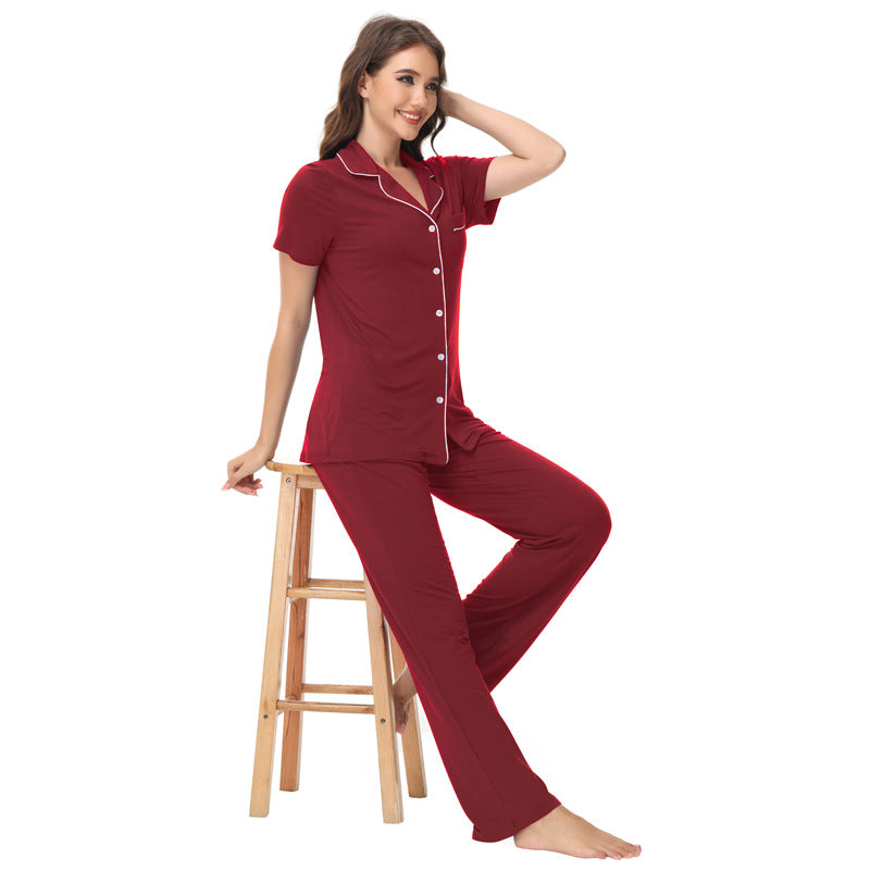 Ladies' pajama set with elegant button placket Ivyshape