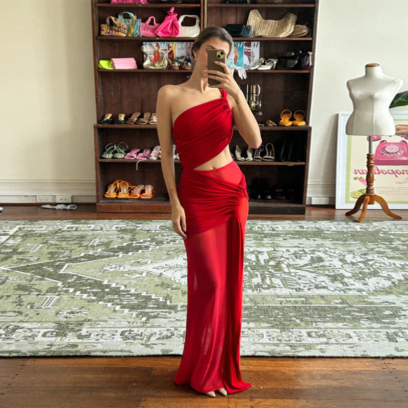 Women Elegant Wrap Dress with Asymmetrical Design and Seductive Ruffle Details Ivyshape