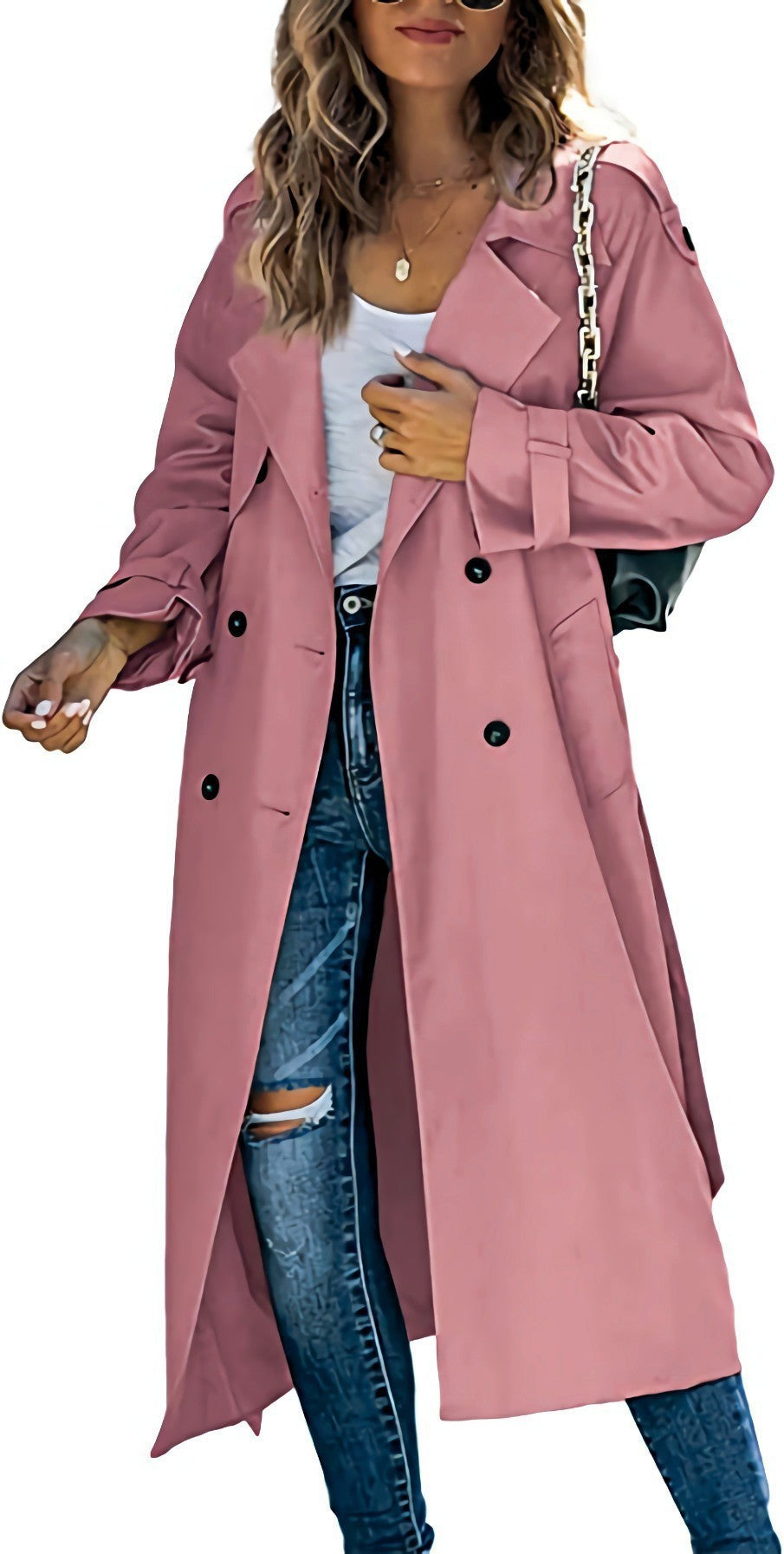 Women Elegant Oversized Style Trench Coat with Waist Belt Ivyshape