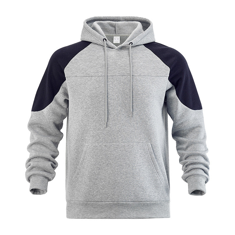 Men's sporty hooded sweater with geometric accents and kangaroo pocket Ivyshape