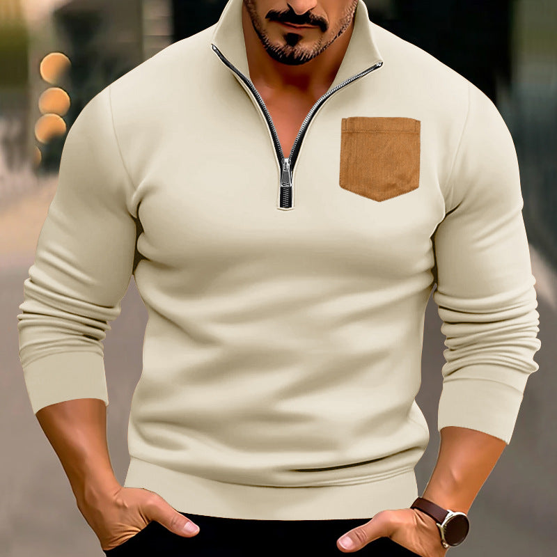 Men's stylish jumper with half zipper and stylish chest pocket Ivyshape