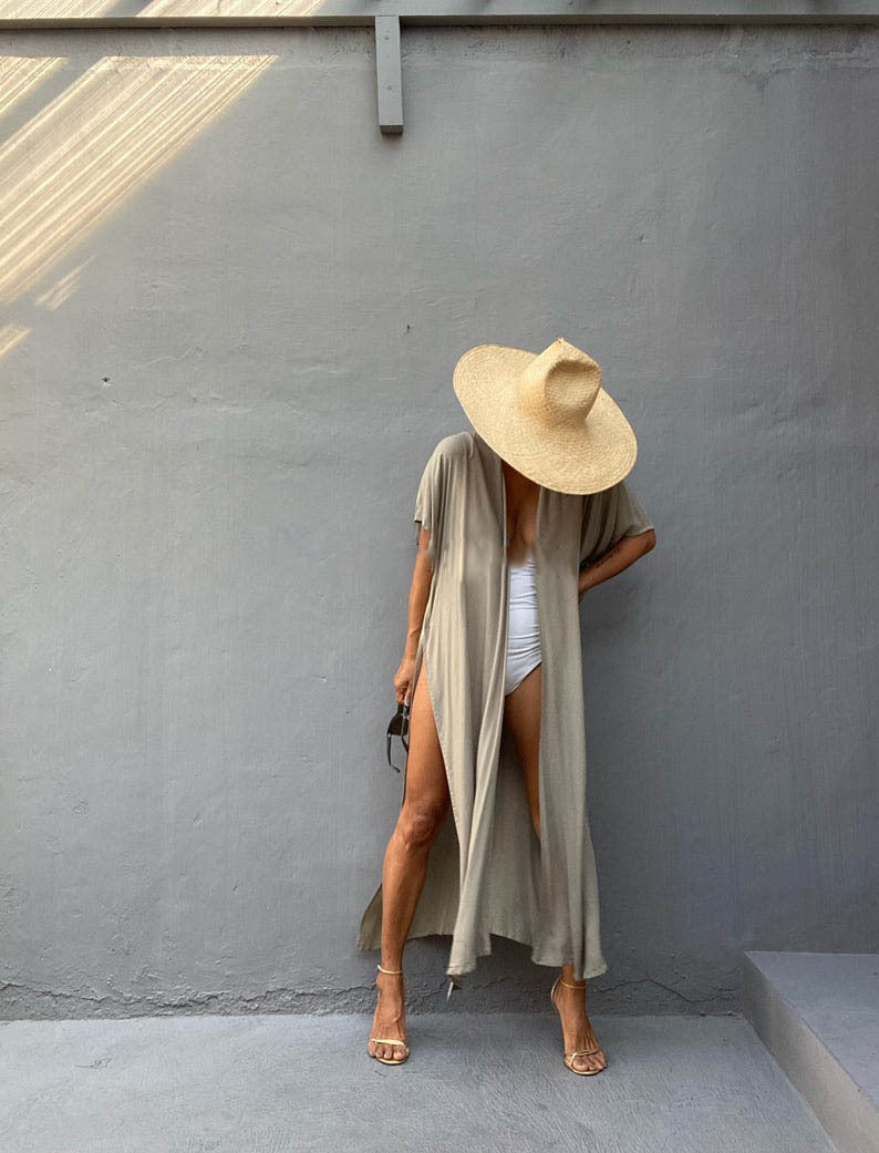 Ladies Stylish Beach Cover-Up with Deep V-Neck and Side Slits Ivyshape