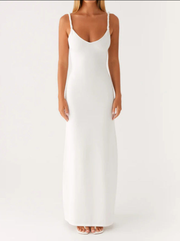 Women Elegant Sleeveless Maxi Dress with Deep V-Neck and Flattering Silhouette Ivyshape