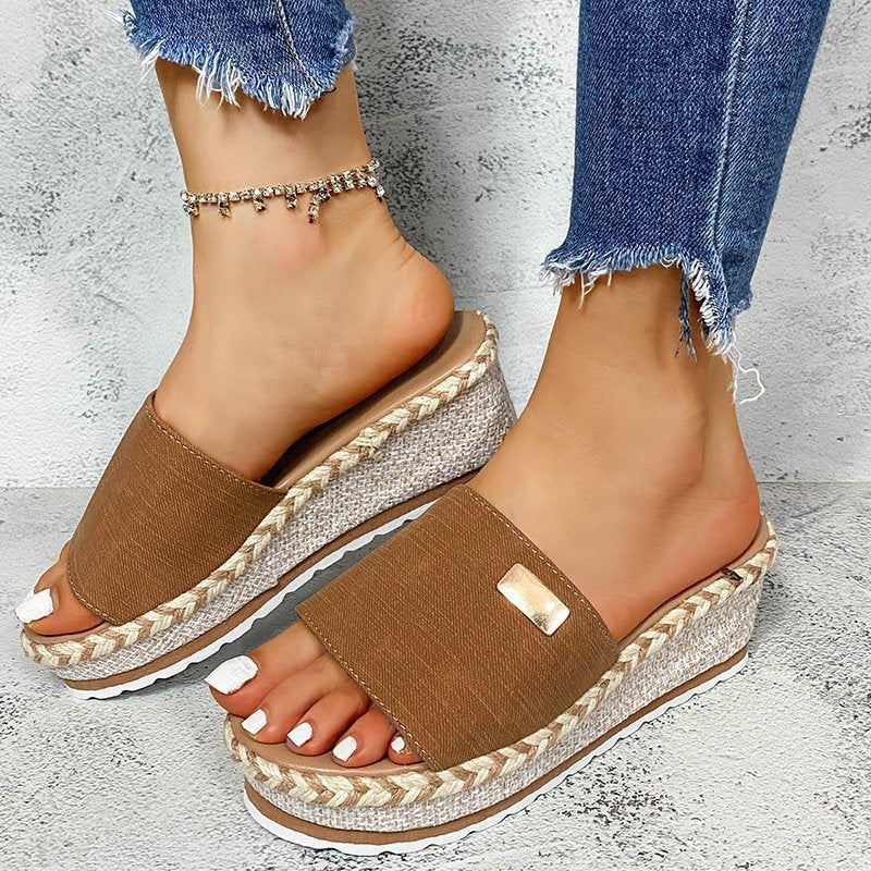 Women's Platform Mules with Braided Bast Detail and Comfortable Footbed Ivyshape