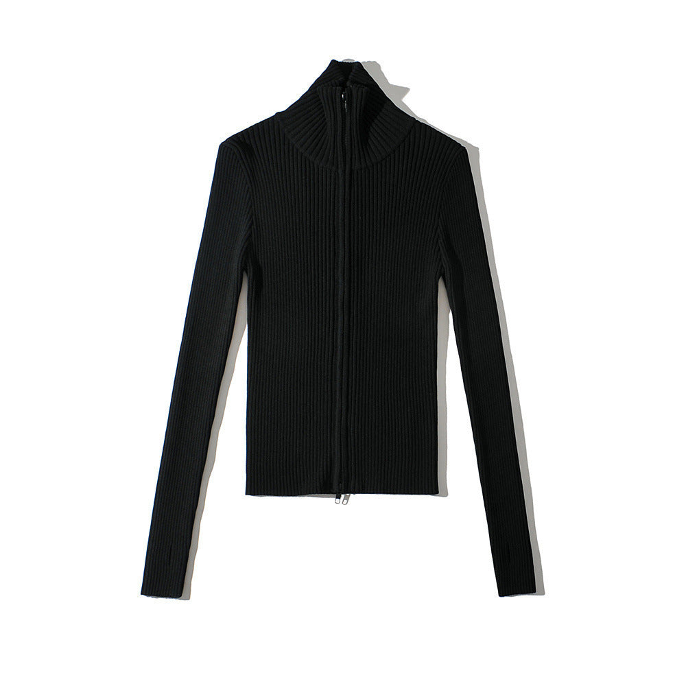 Women's double zipper knitted sweater Ivyshape