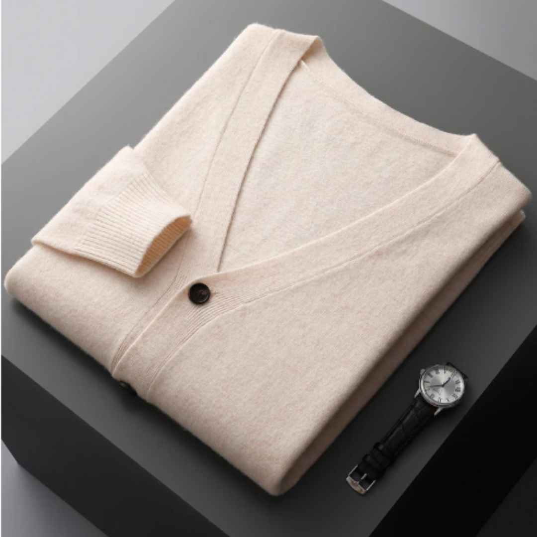 Ivyshape |Cardigan V-neck Button Closure Soft Light