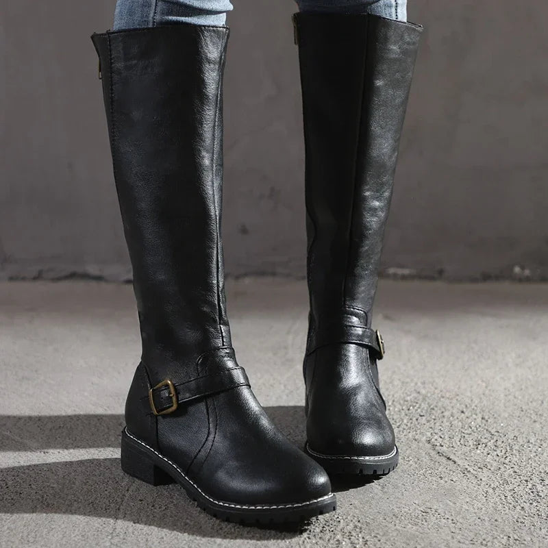 Ivyshape | Elegant Leather Boots Trendy Women's Boots for Every Occasion