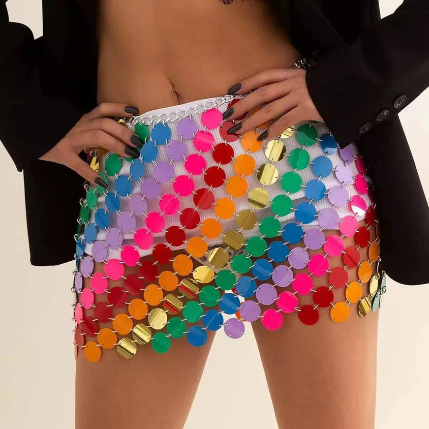 IvyShape | Shiny Sequin Mini Skirt