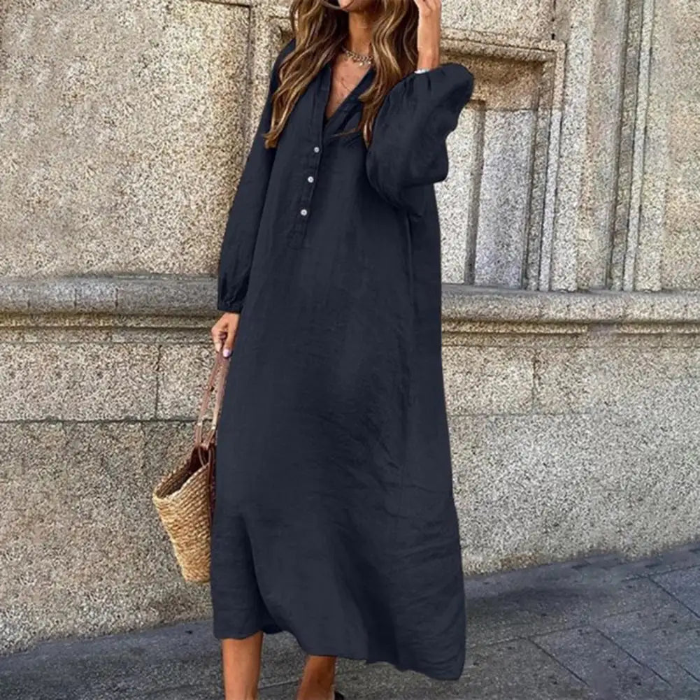 Ivyshape | Loose Fit Long Sleeve Midi Dress