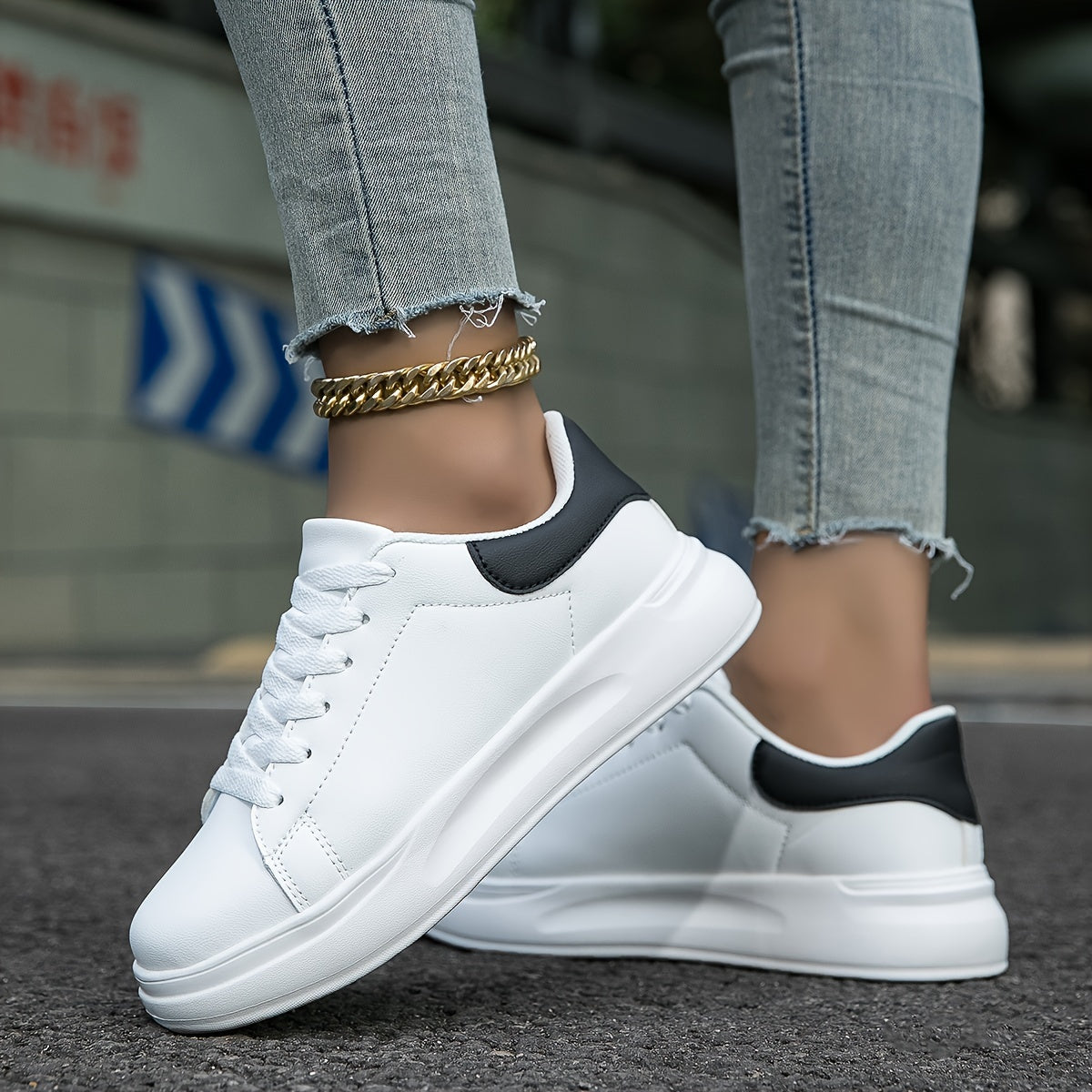 Clean white sneakers for women, white