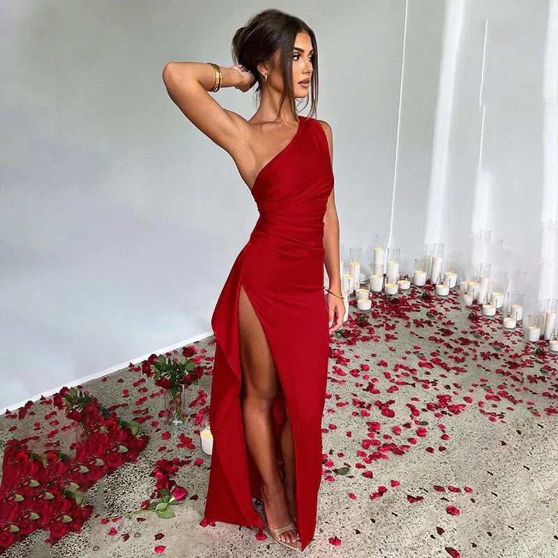 Ivyshape | High Slit Satin Dress
