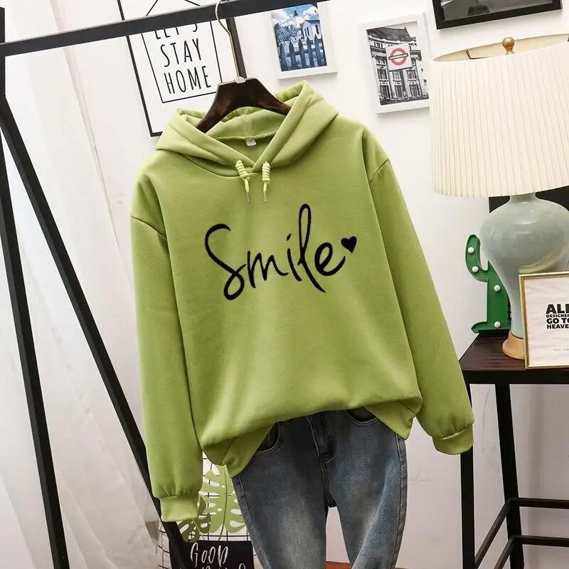 Ivyshape | Casual Cut Smile Hoodie for Women