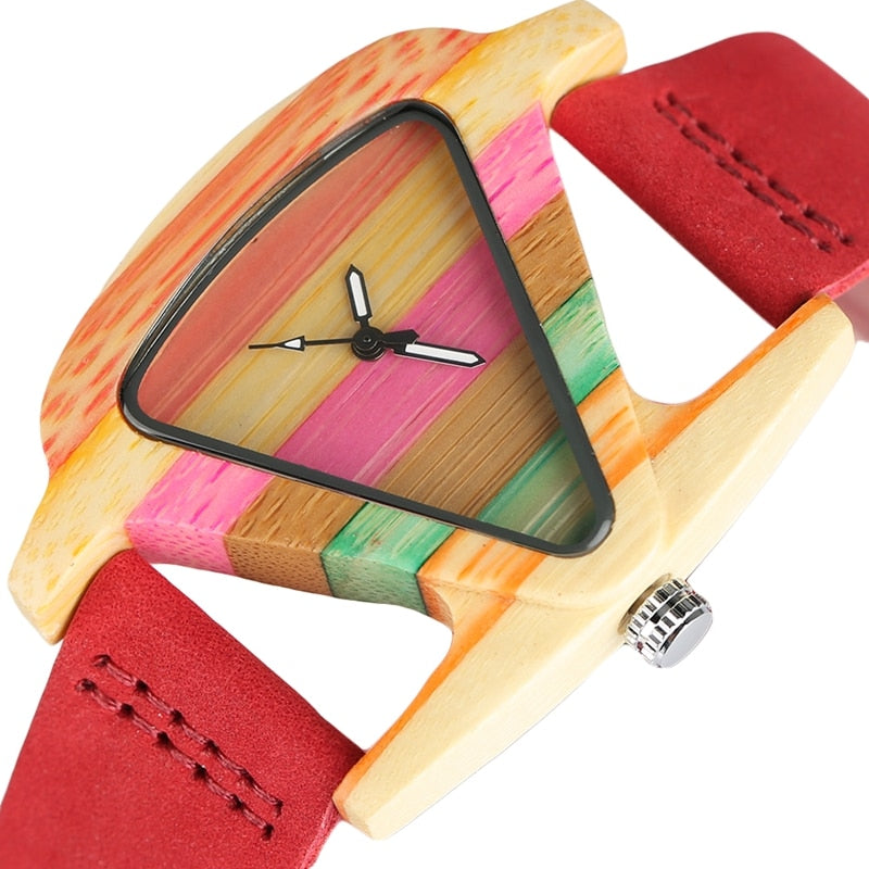 IvyShape | Colored Triangle Bamboo Wood Watch