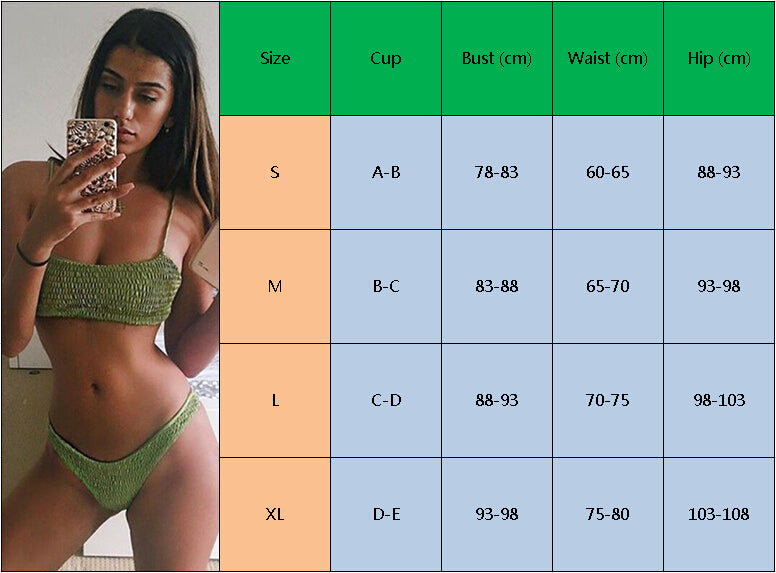 Sexy Pleated Swimsuit Push-up Padded Bra