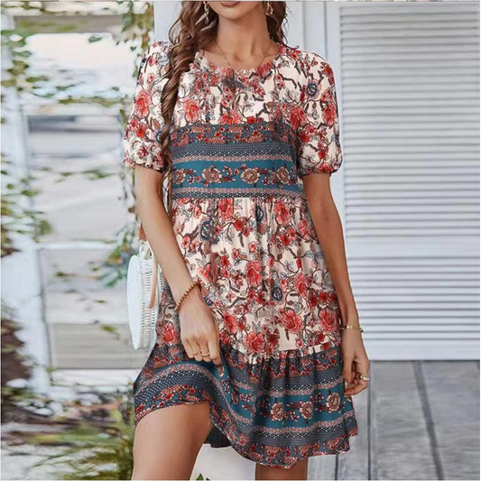 Summer Boho Vintage Mini Dress | Perfect for Casual Days