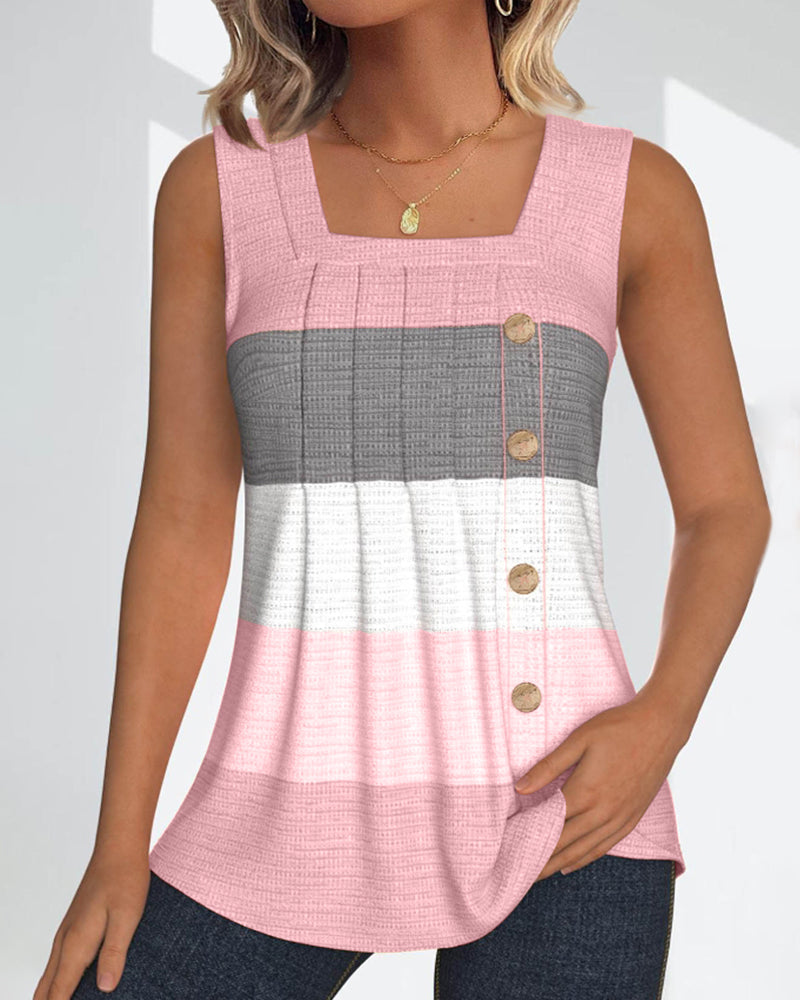 Ivyshape | Striped Top Buttons And Pleats