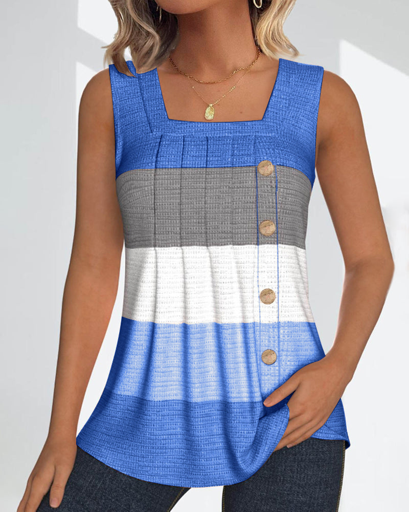 Ivyshape | Striped Top Buttons And Pleats