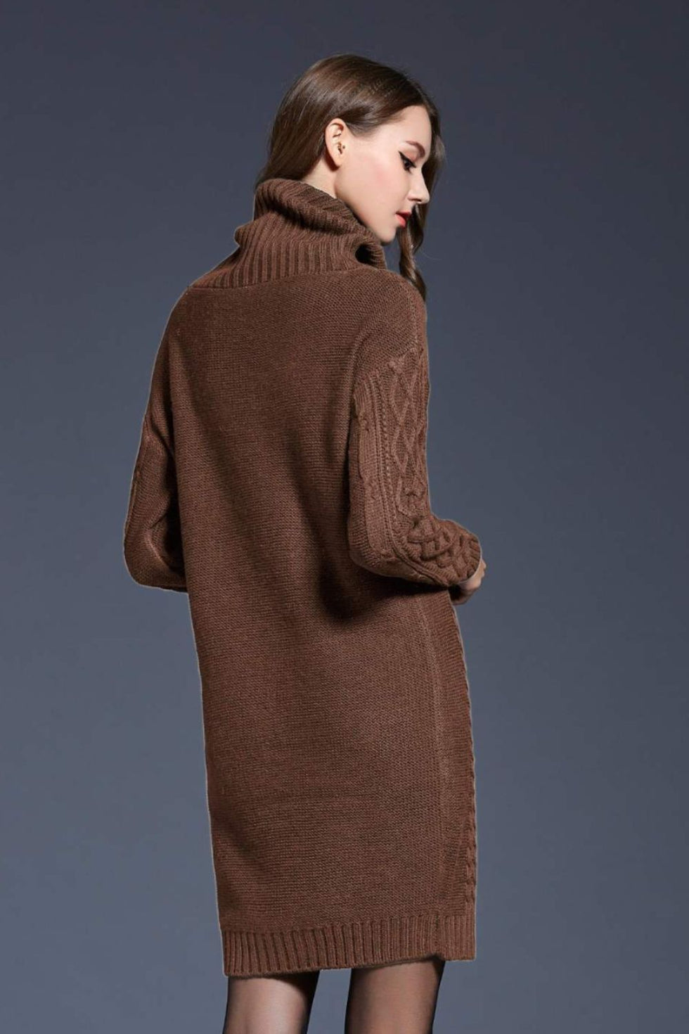 Ivyshape | Knit Cowl Neck Dropped Shoulder Sweater Dress