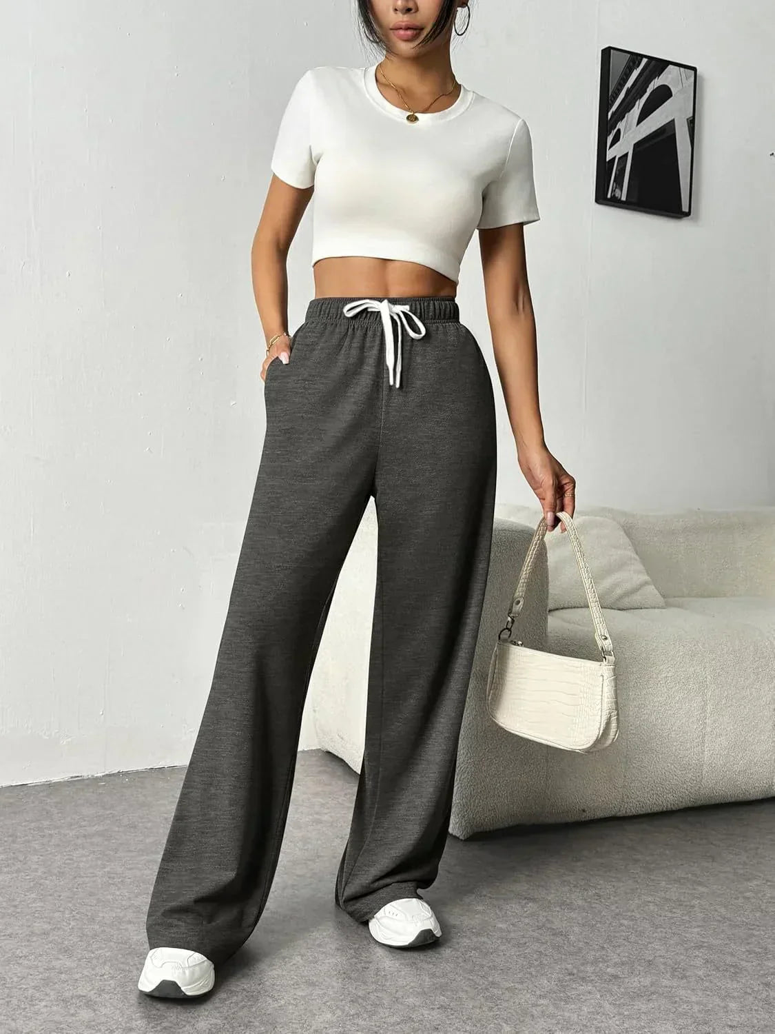 Ivyshape | Stylish Wide-Leg Jogging Trousers for Women