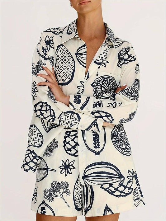 Ivyshape | Women's Fruits Print Set Summer