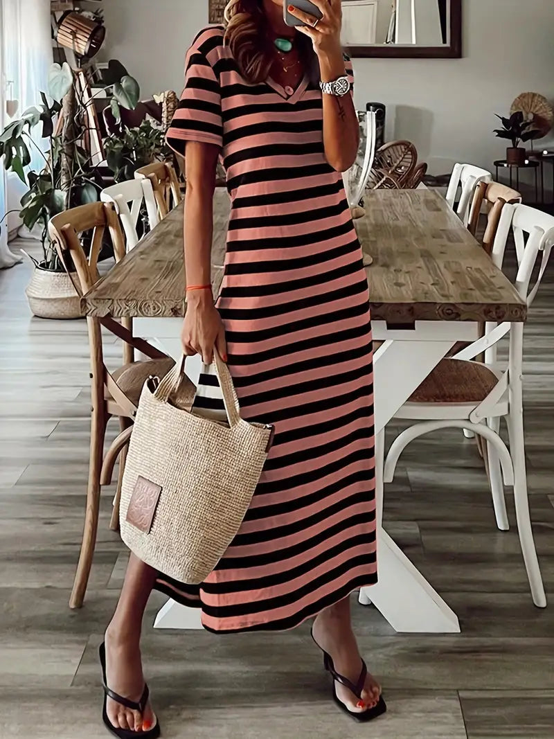 Ivyshape | Relaxed Dress with Striped Pattern