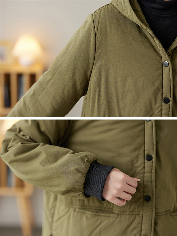 Solid Color All Match Hooded Short Cotton Coat