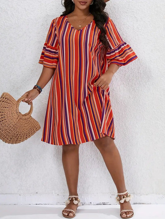 Summer V-Neck Loose Dress | Ideal for Summer