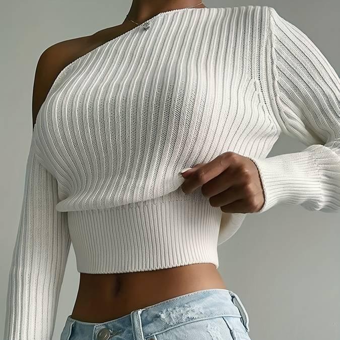 Ivyshape | Women's Asymmetric Knit Short Sweater