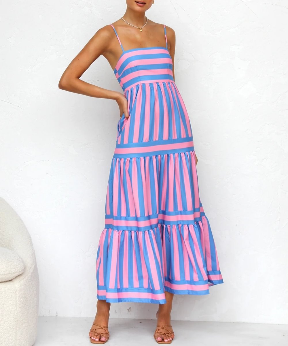 Ivyshape | Women's Chic Summer Maxi Dress Stripes