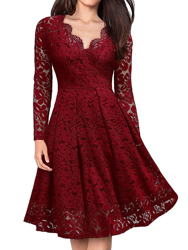 Elegant Laced V-Neck Dress