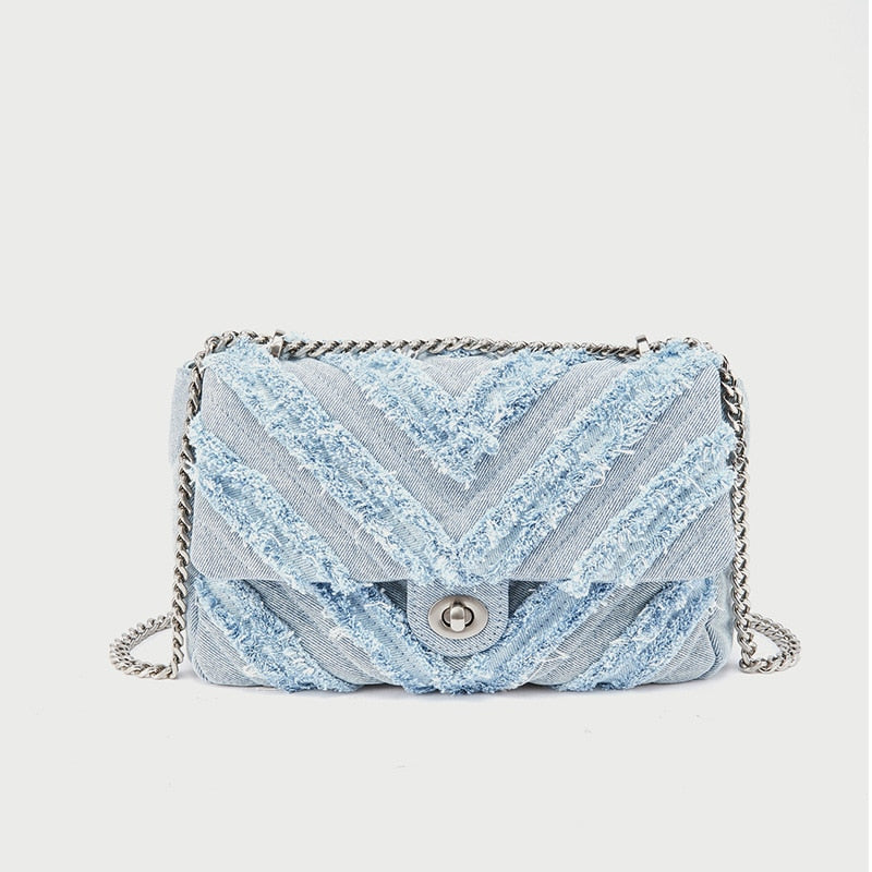 Ivyshape | Stylish Light Blue Denim Shoulder Bag for Women