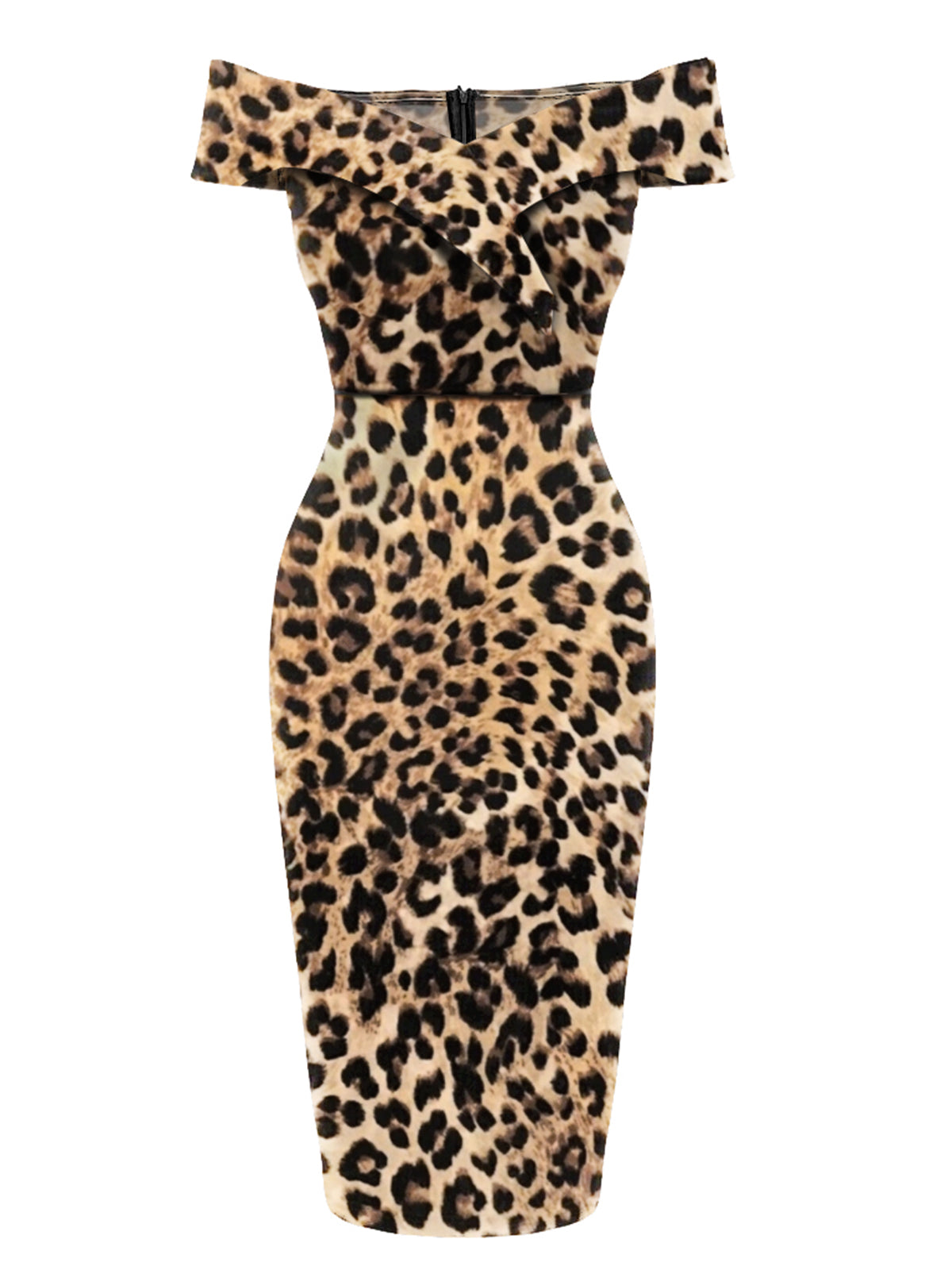 Off-shoulder Leopard Pencil Dress